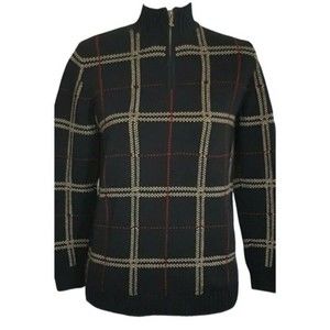 Lauren Ralph Lauren XL Men’s 100% Cotton Sweater Black Plaid 1/4 Zip NEW $109.00